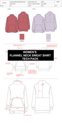 womens flannel neck sweatshirt tech pack