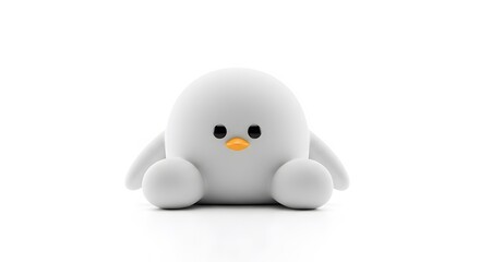 Fototapeta premium Cute White Character: This adorable creature, rendered in pristine white, captivates with its minimalist charm, a symbol of purity and simplicity.