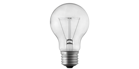 light bulb with transparent glass isolated on transparent background.