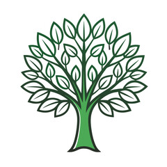 Tree with Leaves Outline Icon