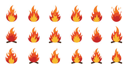 A collection of stylized flames, perfect for various design projects.