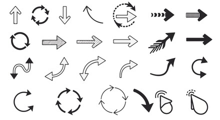 A collection of various arrow designs on a background.