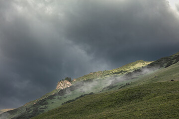 storm clouds over the mountains