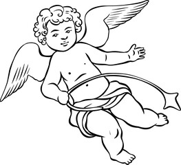 black and white cupid