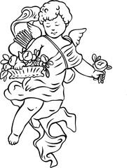 black and white cupid