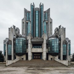 Obraz premium Neo-futurist abandoned library facade