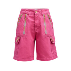 Vibrant pink cargo shorts studio display digital illustration fashion transparent background illustrator