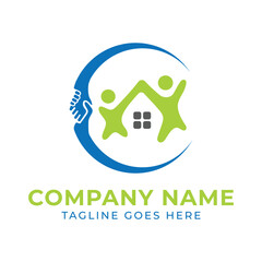 Inspiring Real Estate Company Logo with Family Support and Home Symbolism A Unique Design for Trust and Community