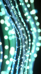 Abstract digital background showcasing interconnected vibrant lines in blue and green
