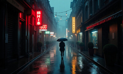 Fototapeta premium Walking in the rainy city