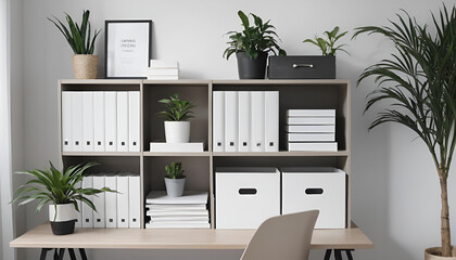 Organized Office Shelf with Supplies