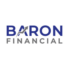 Baron Financial Logo with Upward Arrow Indicates Growth Professional Investment Advice Planning and Security Company Brand Promotion