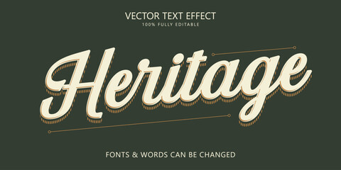 Heritage editable text effect, Script text style