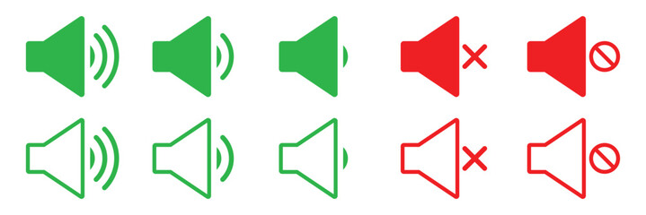 Speaker icon vector illustration. volume sign and symbol. loudspeaker icon. sound symbol. Speaker Set Icon. Sound Icon. volume icon vector. Volume icon simple illustration logo art. Design eps 10. 