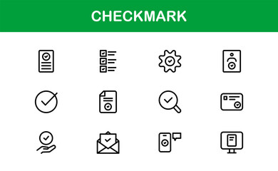 Checkmark Modern Line Icon Pack. Minimal, clean, and professional outline symbols perfect for verification, tasks, and approval-related themes.