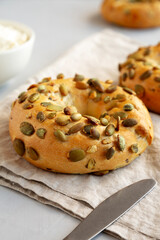Homemade Pumpkin Seed Bagels for Breakfast Ready to Eat