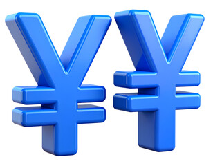 Obraz premium Two Toy-Like 3D Yen Icons with Simplified Design and Glossy Finish, Transparent PNG