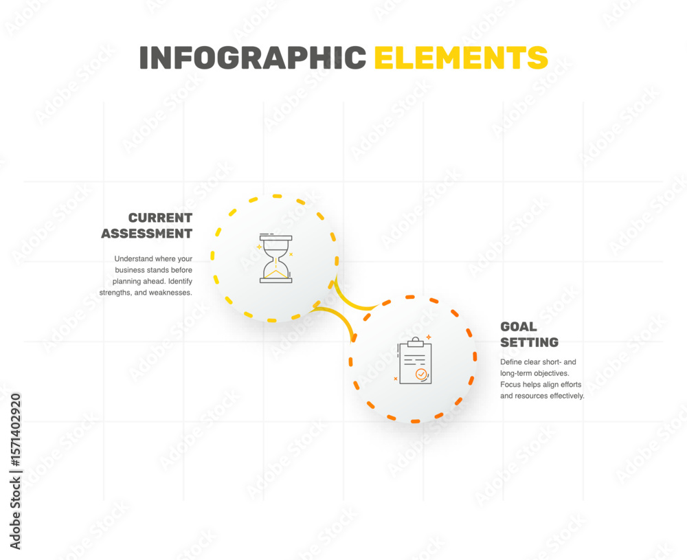 Poster Vector template circle infographics. Business concept with 2 options and parts. Two steps for content, flowchart, timeline, levels. Path step by step