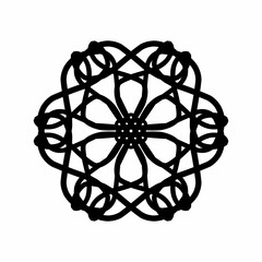 Abstract Geometric Mandala Pattern in Black and White - Symmetrical Line Art Design