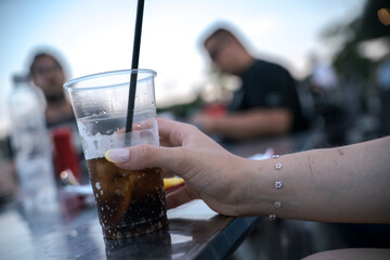 Relaxing outdoors with a refreshing drink