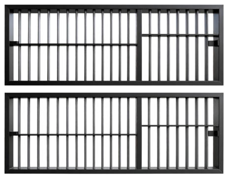Durable steel bars create a formidable barrier, symbolizing enclosure and restricted access.