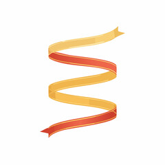 Abstract Swirling Ribbon Design Element  Pastel Yellow and Red Stripes