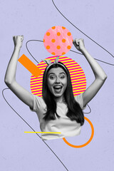 Poster 3d pop poster art collage of happy girl guy dance weekend party chill entertainment success...