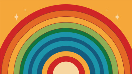 Obraz premium Retro Inspired Rainbow with Bright Colors and Sparkle Accents
