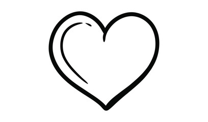 Simple hand drawn black outline heart shape on a white background
