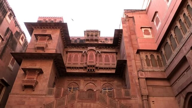 Intricately carved doors and windows of Junagarh Fort, Bikaner, Rajasthan, India