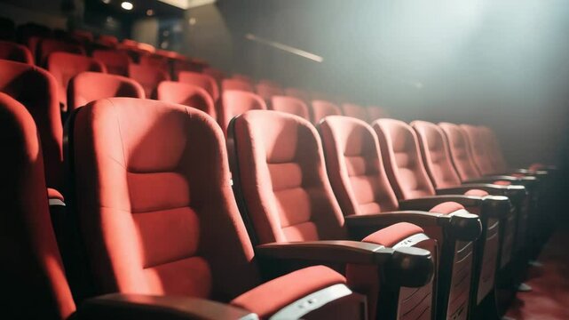 Cinema red seats empty shot [4K]