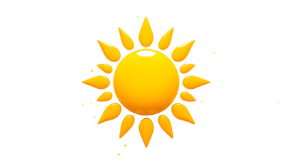 Bright yellow sun illustration vector graphic summer sunshine heat light sunny day weather forecast design 3d on transparent background