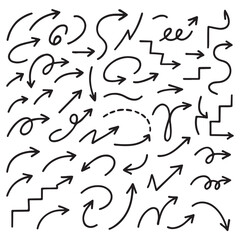 Set of 40 hand-drawn arrows vector