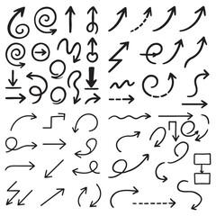 Fototapeta premium Set of 40 hand-drawn arrows vector icons