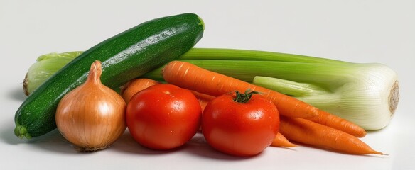 The vibrant assortment of fresh vegetables on a clean background.