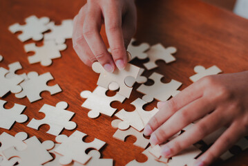 Business strategy puzzle solving event office location creative content type collaborative...