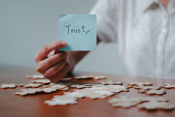 Building business trust through engagement a close-up connection workplace environment...
