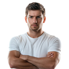Fototapeta premium serious portrait male isolated on transparent background