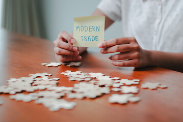 Exploring modern trade strategies for business growth office setting professional environment...