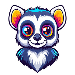 Fototapeta premium Adorable Cartoon Lorris with Vibrant Rainbow Eyes: Perfect for Kids' Apparel, Stickers, and Fun Designs!