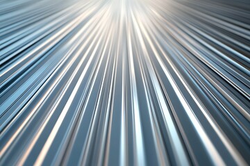 High-quality digital image showcasing a striking abstract design of parallel, metallic silver stripes radiating towards the center