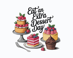 Colorful Dessert Variety for Eat an Extra Dessert Day Celebration.