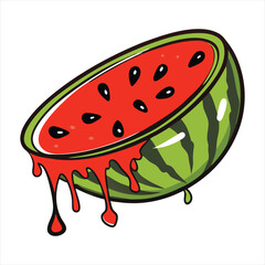 Juicy Watermelon Slice with Dripping Juice and Seeds