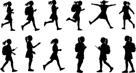 Obraz premium vector, isolated silhouette little girl on white background 