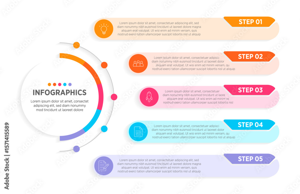Wall mural modern vector infographic label design with circle infographic template design and 5 options or step