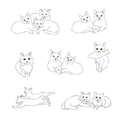 Simple Cat and Dog Line Art Pack