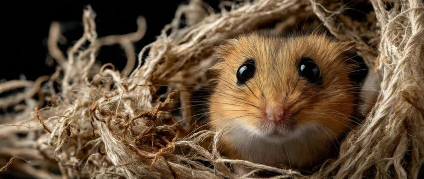 Adorable Dormouse Snuggled in Cozy Nest: A Charming Wildlife Close-up for Your Projects