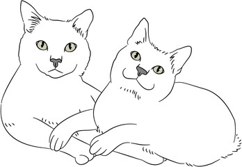 Hand Drawn Cat and Dog Line Art