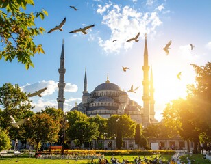 mosque at sunset