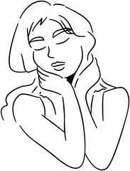 Minimalist Woman Face With Closed Eyes